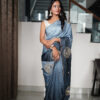 Grey Dola Silk Saree With Tube work and Gotta Patti Border