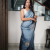 Grey Dola Silk Saree With Tube work and Gotta Patti Border