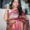 Shimmery Brown Crush Silk Saree With Zari Border