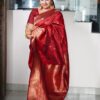 Brick Color Silk Saree With Zari Work