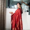 Brick Color Silk Saree With Zari Work