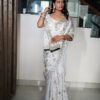 White Satin Silk Gotta Patti Work Saree