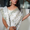 White Satin Silk Gotta Patti Work Saree