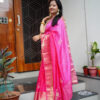 Pink Dola Silk Saree With Gotta Patti And Zari Work